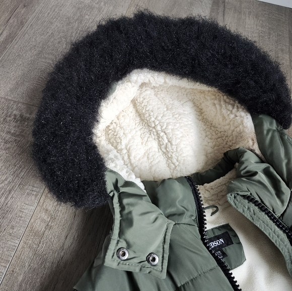 Hudson Girls Winter Coat Olive Green Size L 12/14 - Picture 4 of 12